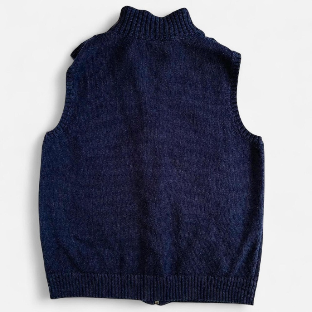 Christopher & Banks Dark Navy Blue Chunky Cable Knit Pom Pom Sweater Vest - Picture 6 of 6